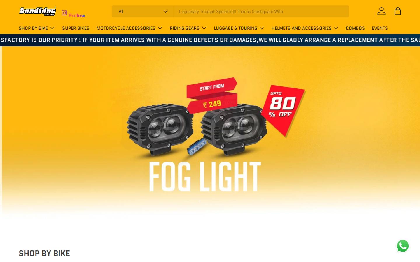 Bandidos Pitstop homepage screenshot