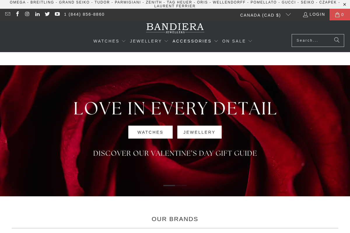 www.bandierajewellers.com homepage screenshot