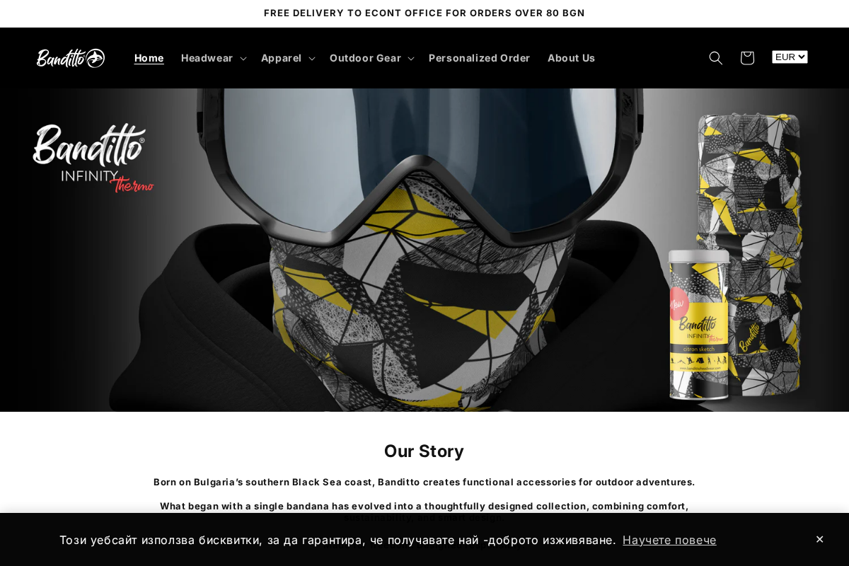 bandittoheadwear.com homepage screenshot