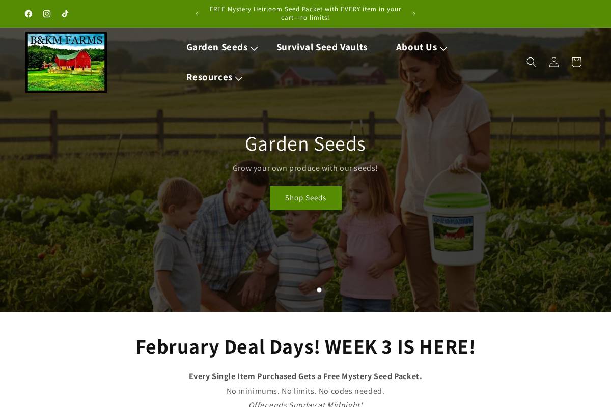 bandkmfarms.com homepage screenshot