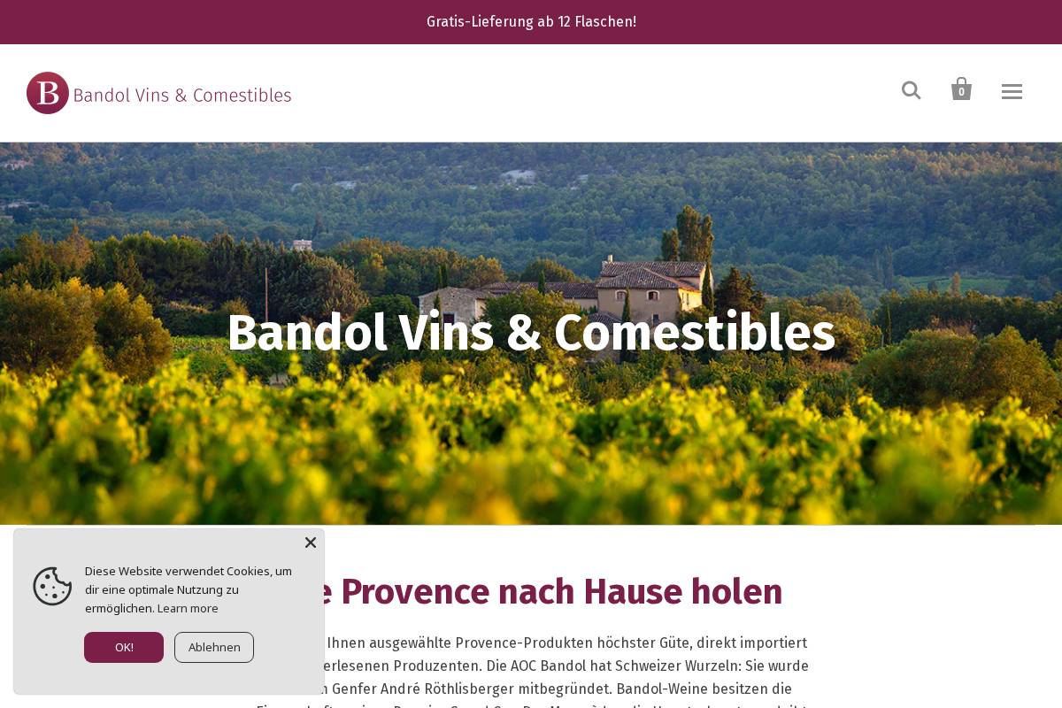 bandol.ch homepage screenshot