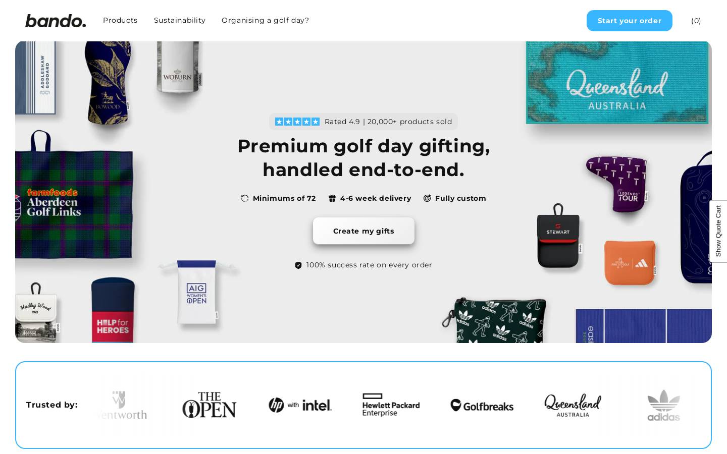 bandosports.com homepage screenshot