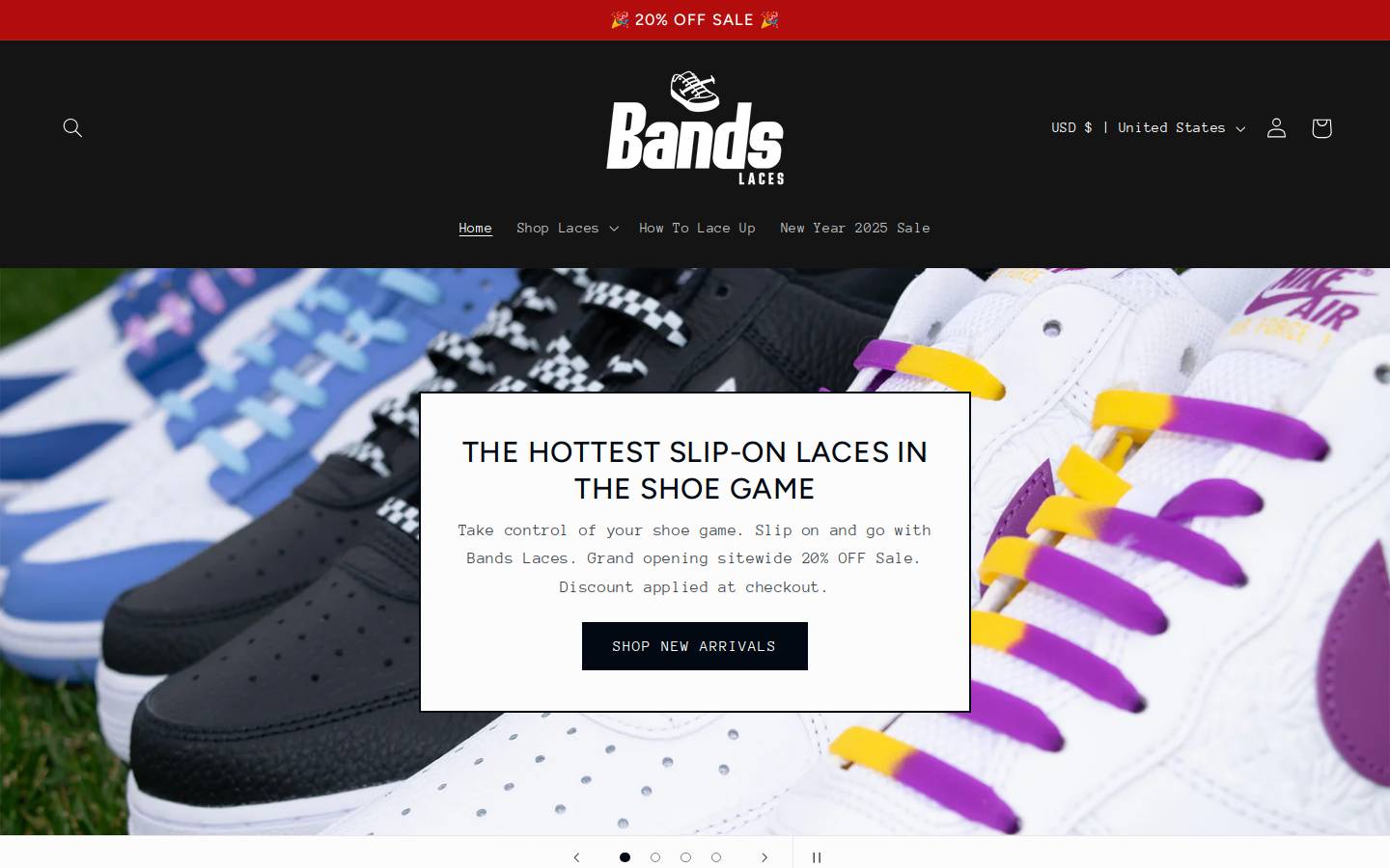 bandslaces.com homepage screenshot