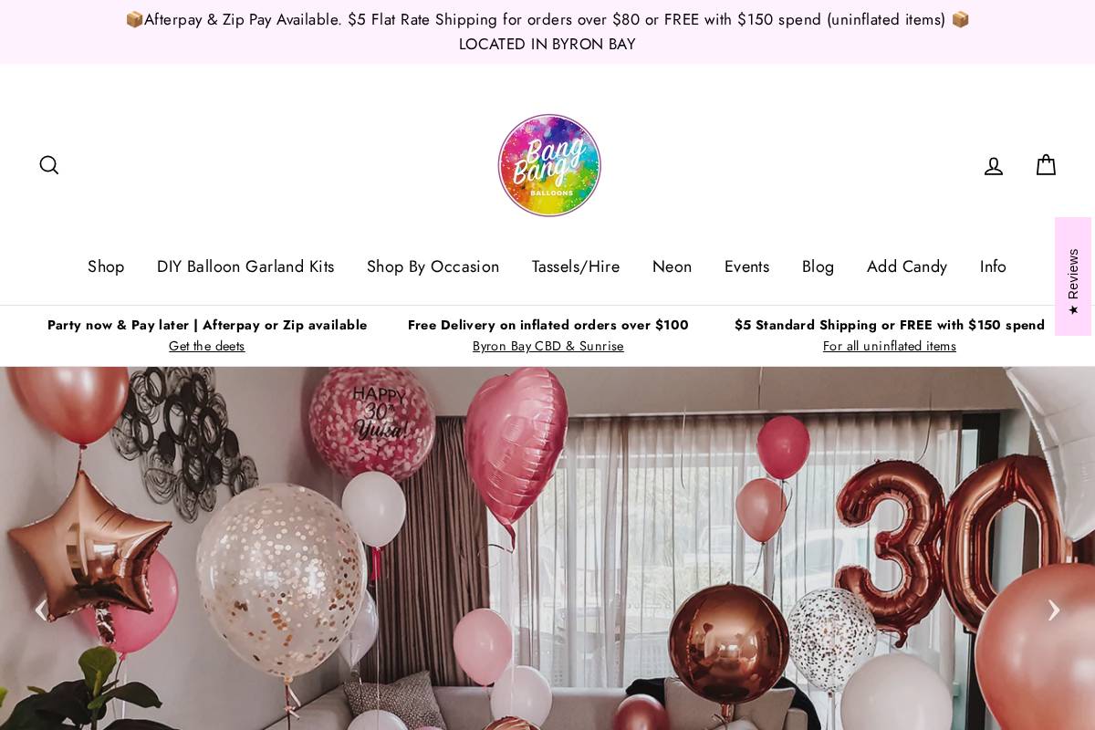 Bang Bang Balloons homepage screenshot