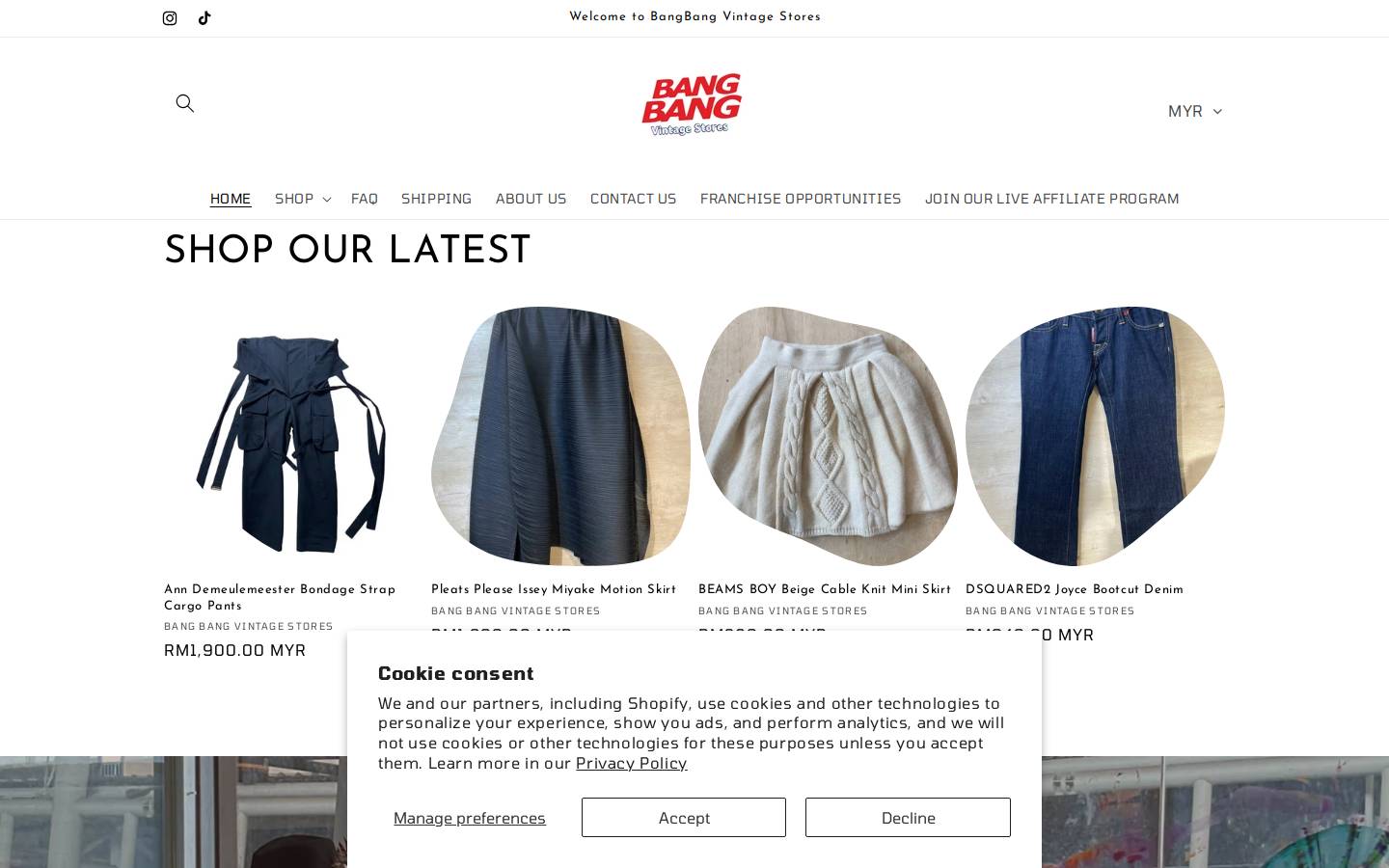 bangbangvintagestores.com homepage screenshot