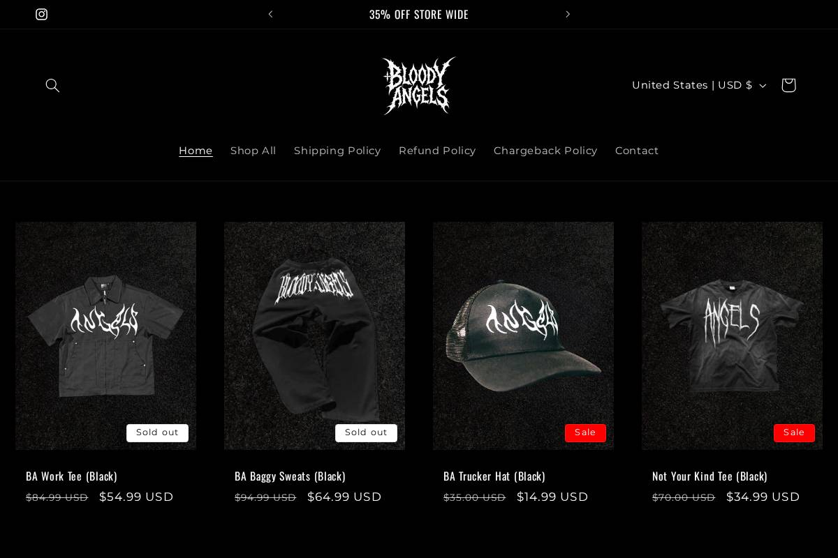 bangelclothing.com homepage screenshot