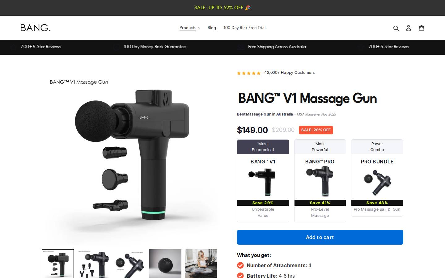 bangmassagegun.com.au homepage screenshot