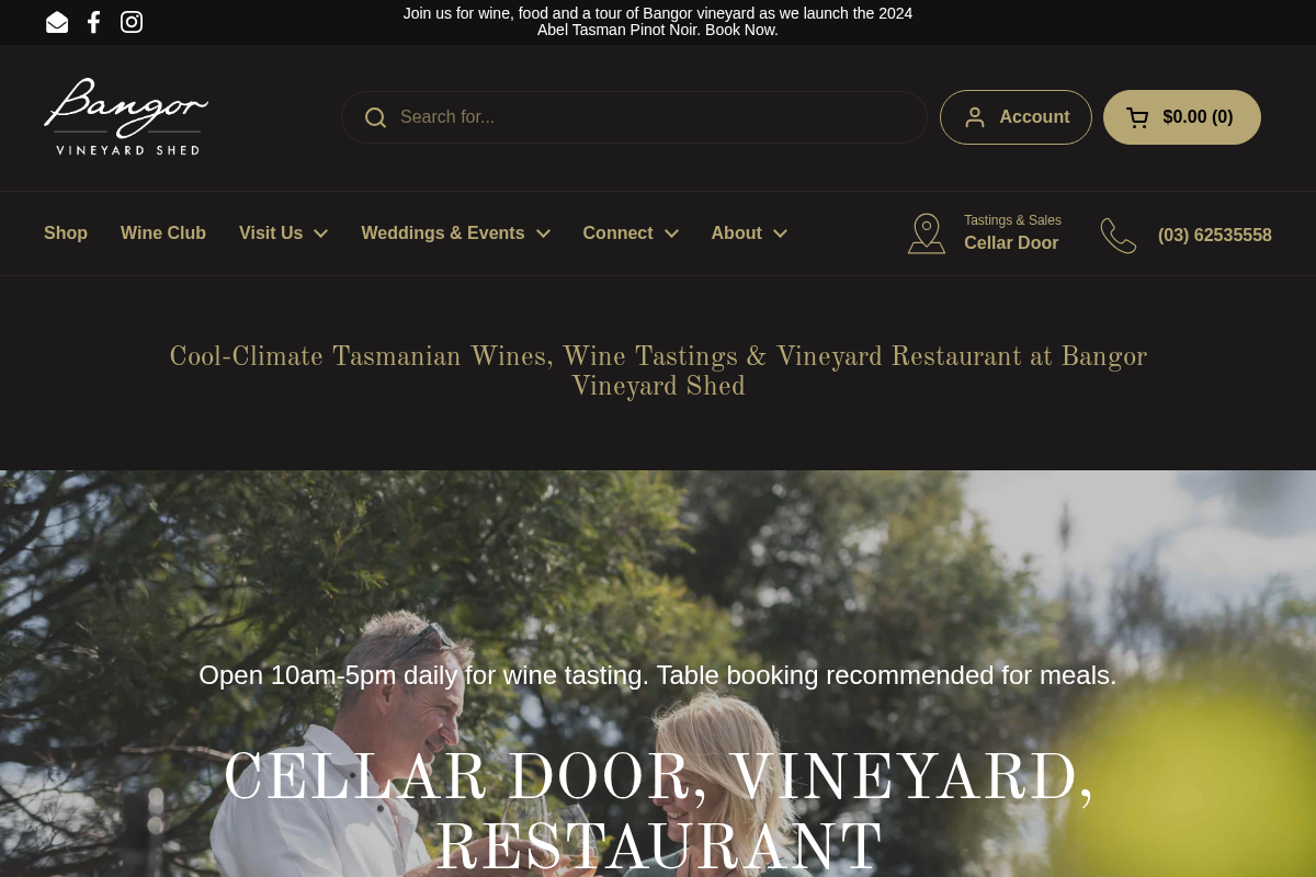 Bangor Vineyard Shed homepage screenshot