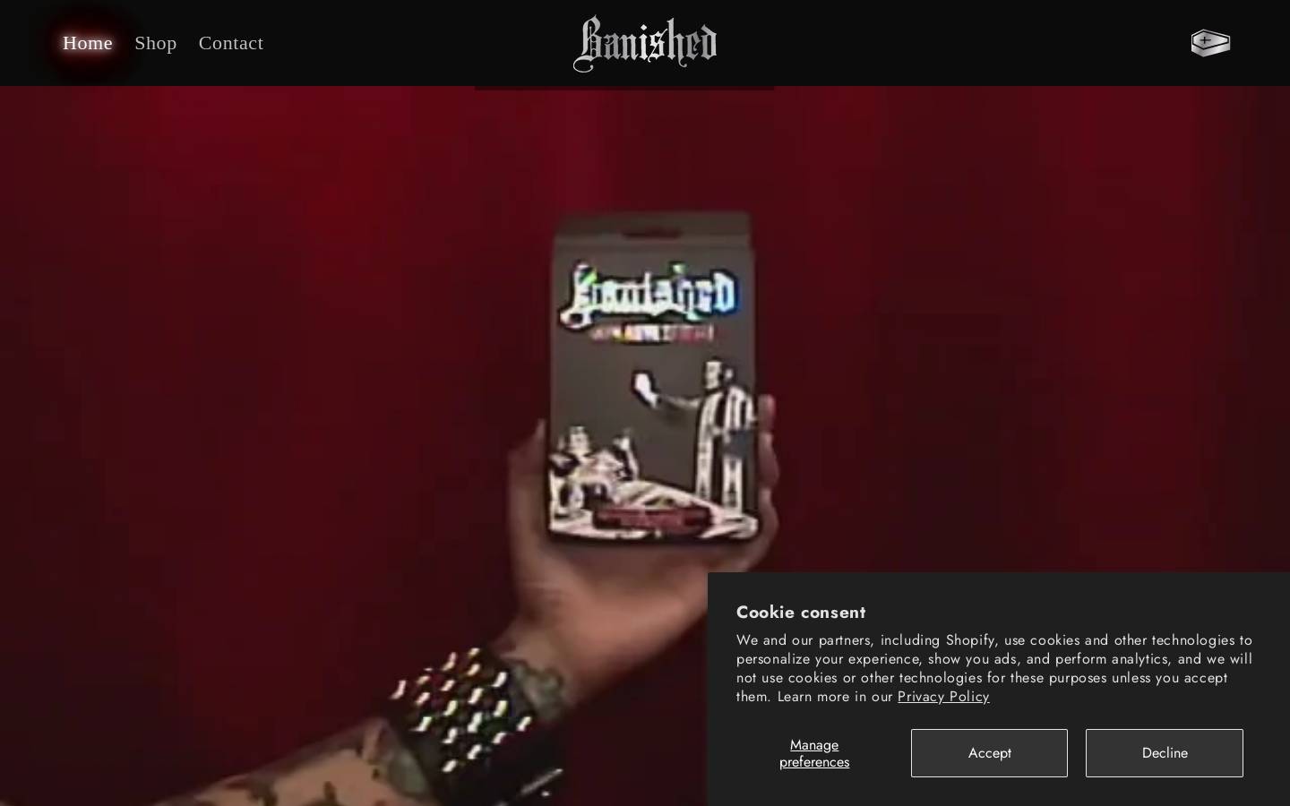 banished.skin homepage screenshot
