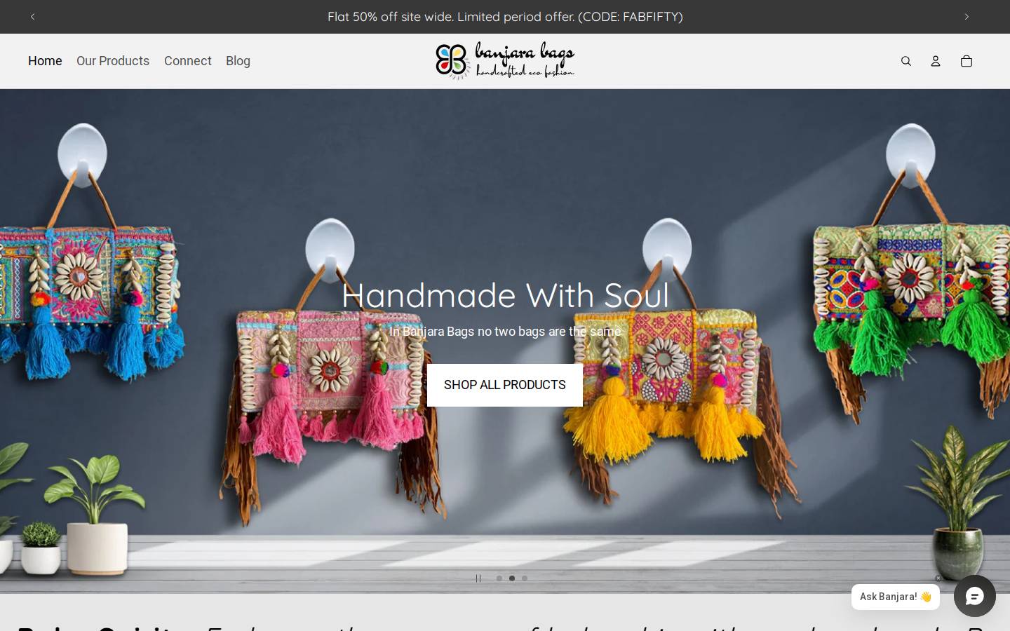 banjarabags.com homepage screenshot