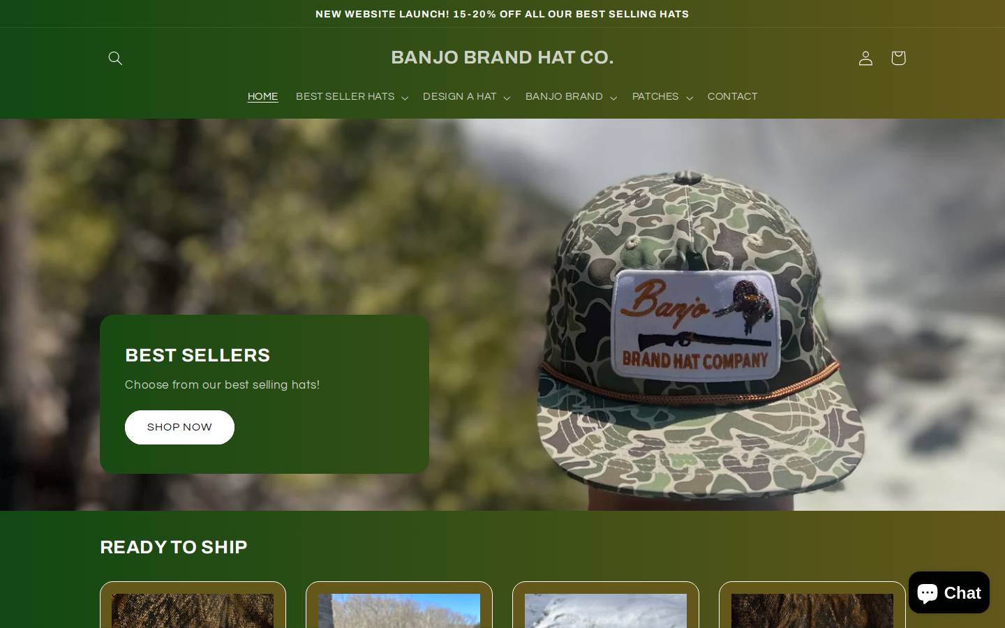 banjobrandhatco.com homepage screenshot