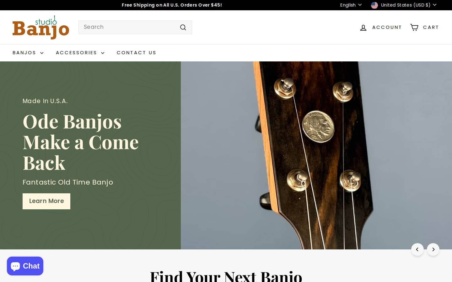 Banjo Studio homepage screenshot