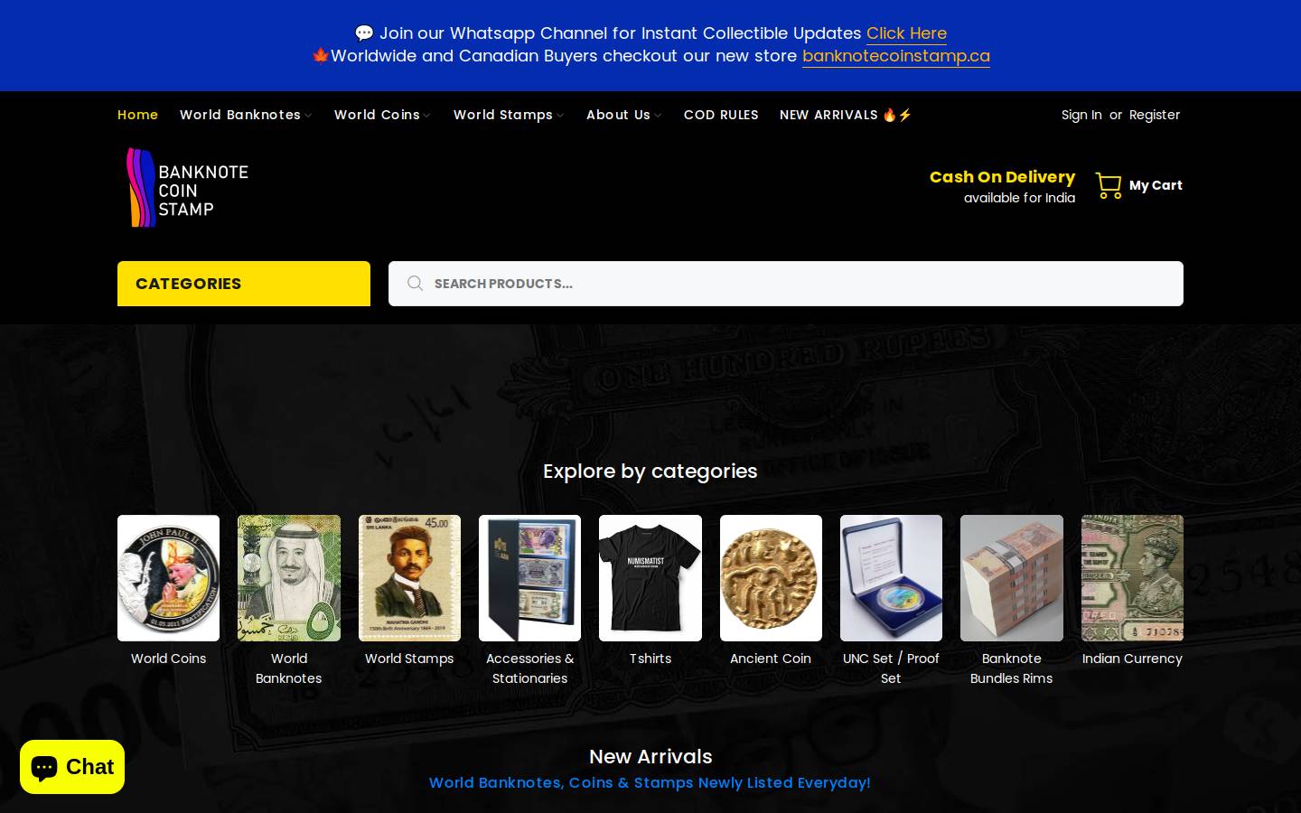 banknotecoinstamp.com homepage screenshot