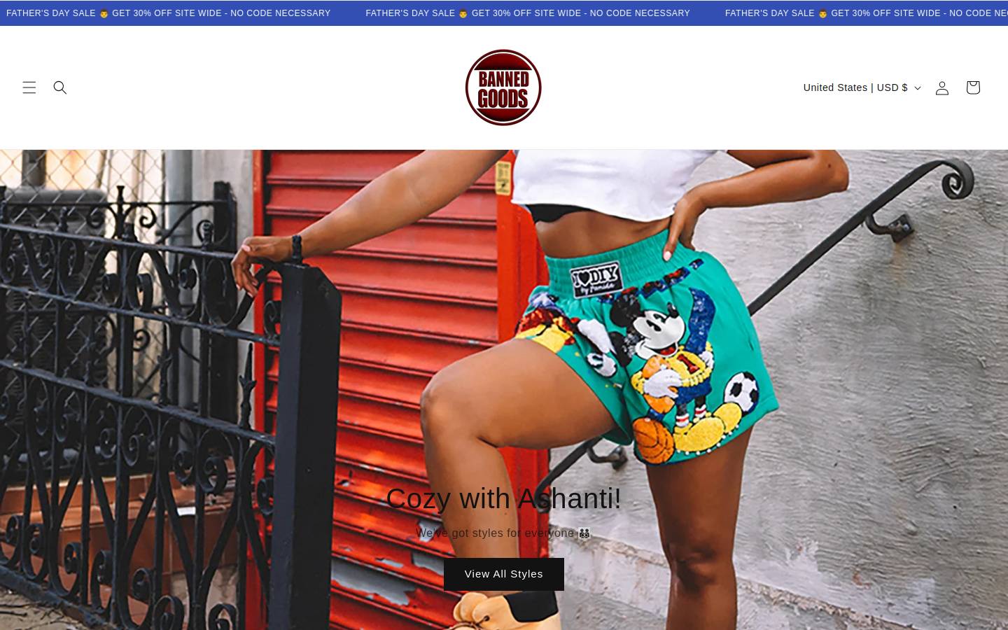 bannedgoodsnyc.com homepage screenshot