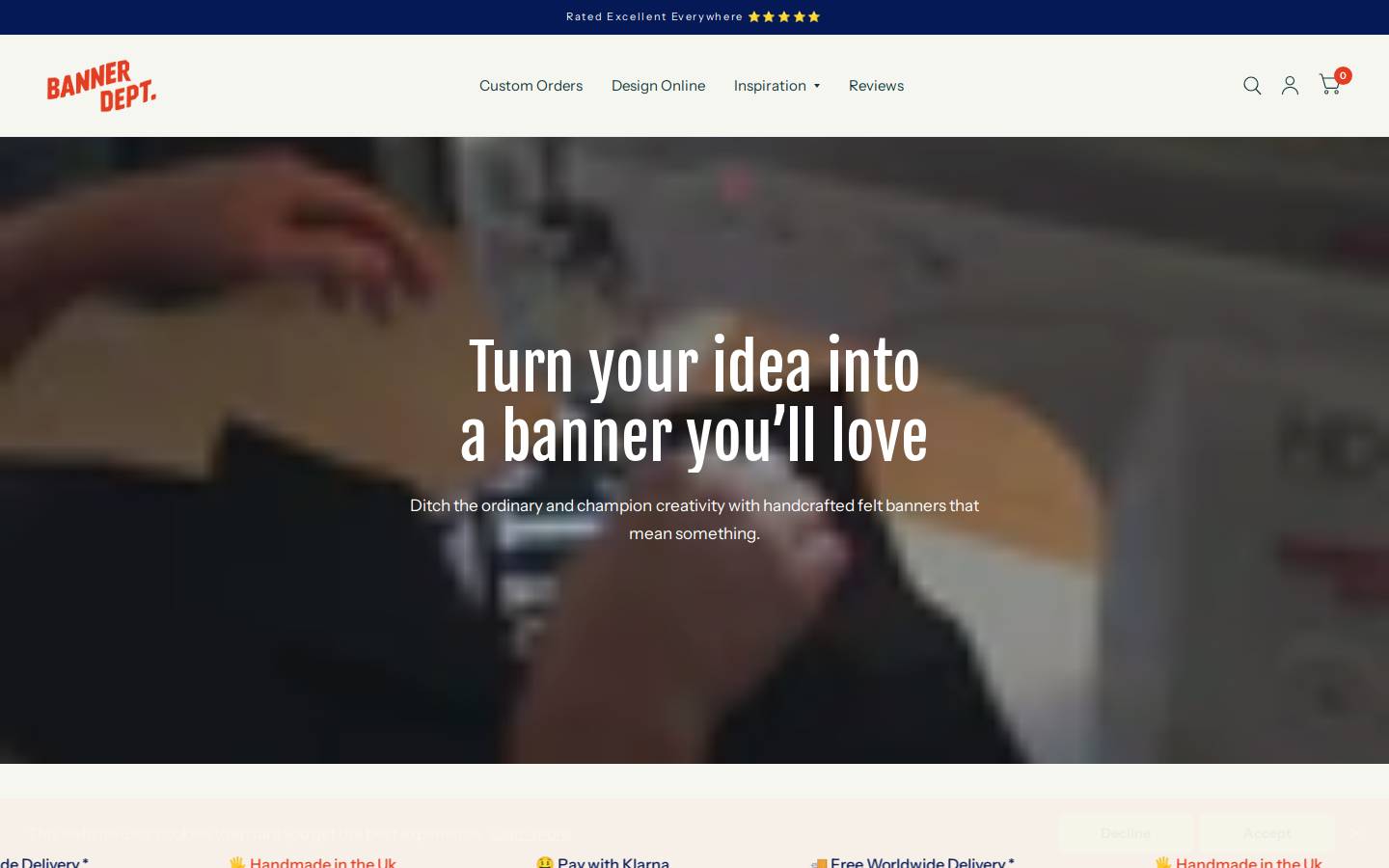 bannerdept.com homepage screenshot