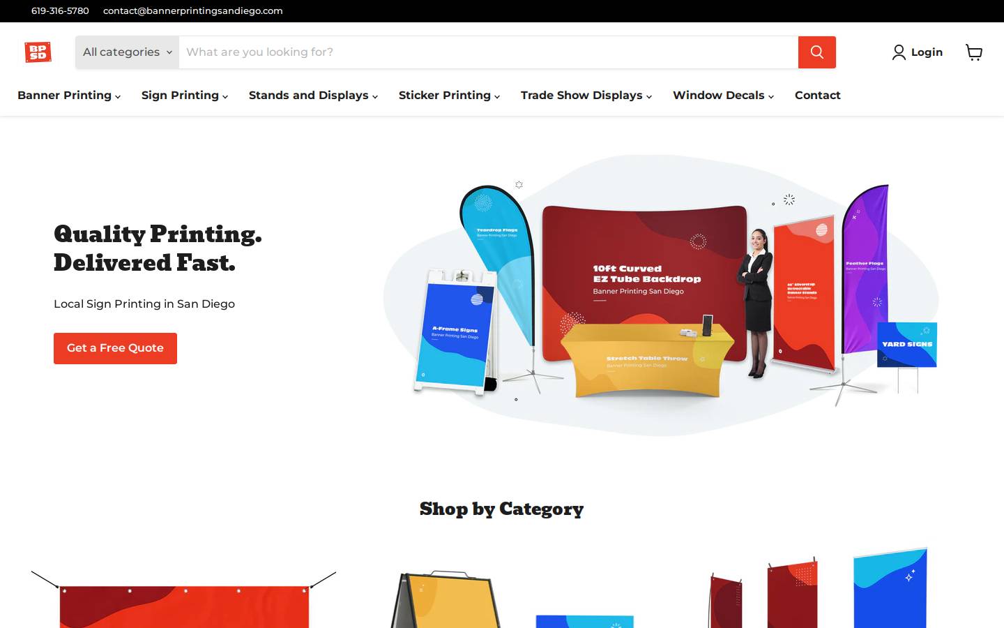bannerprintingsandiego.com homepage screenshot