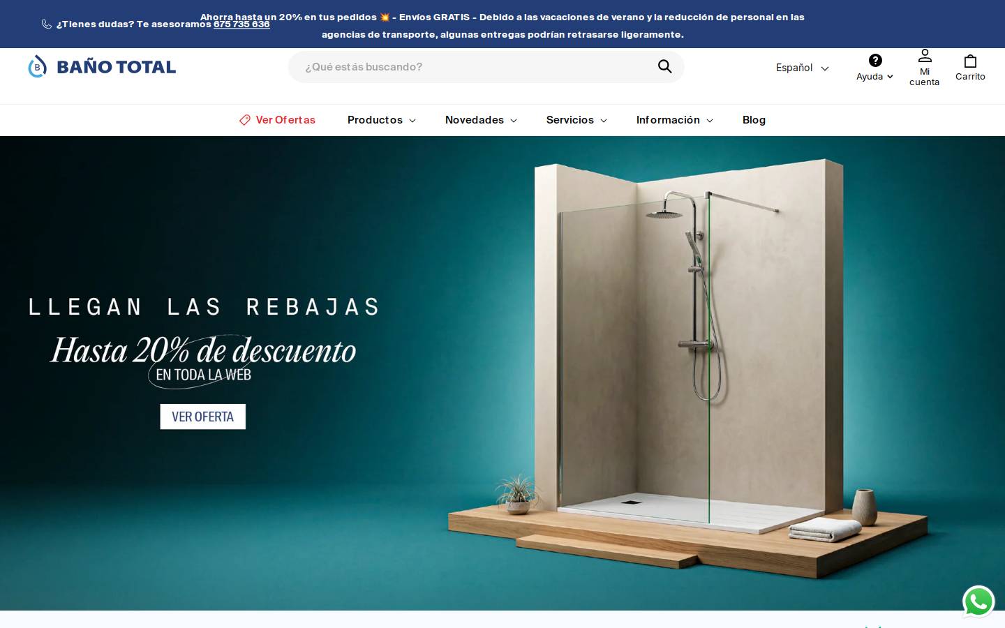 Baño Total homepage screenshot