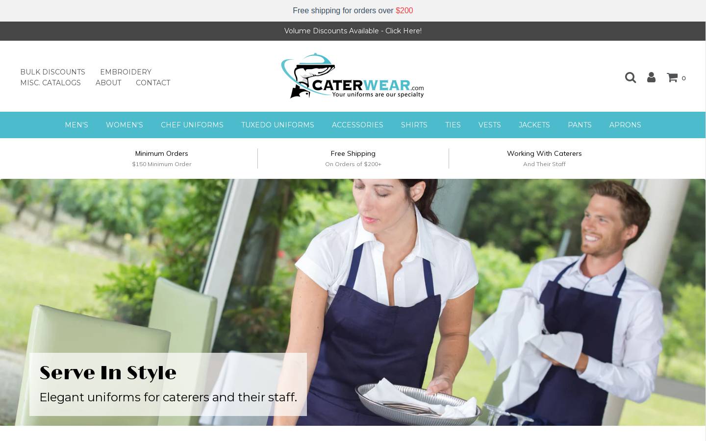 banquetuniform.com homepage screenshot