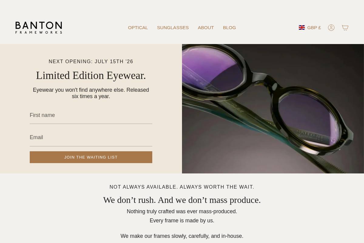 Banton Frameworks homepage screenshot