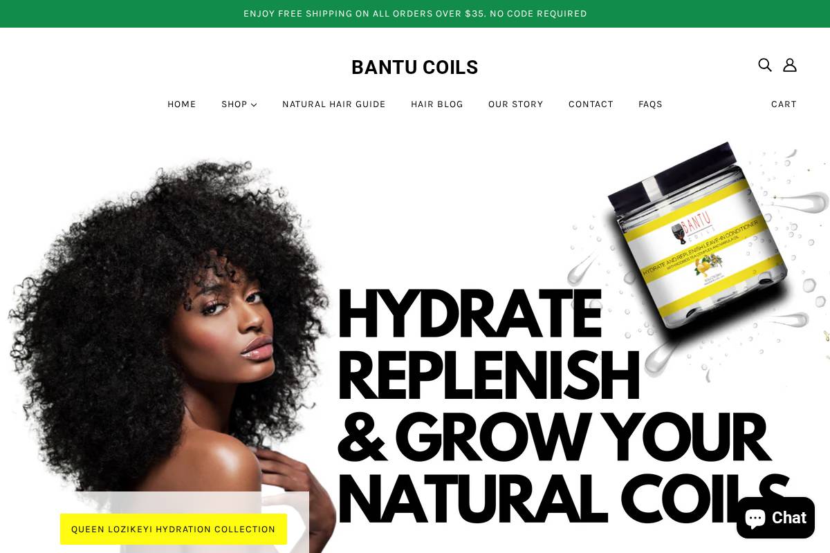 bantucoils.com homepage screenshot
