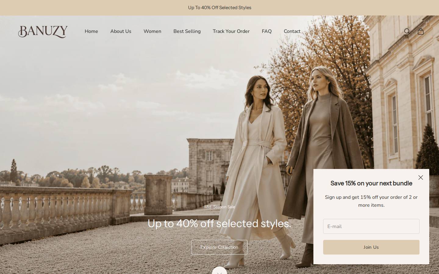 banuzy.com homepage screenshot