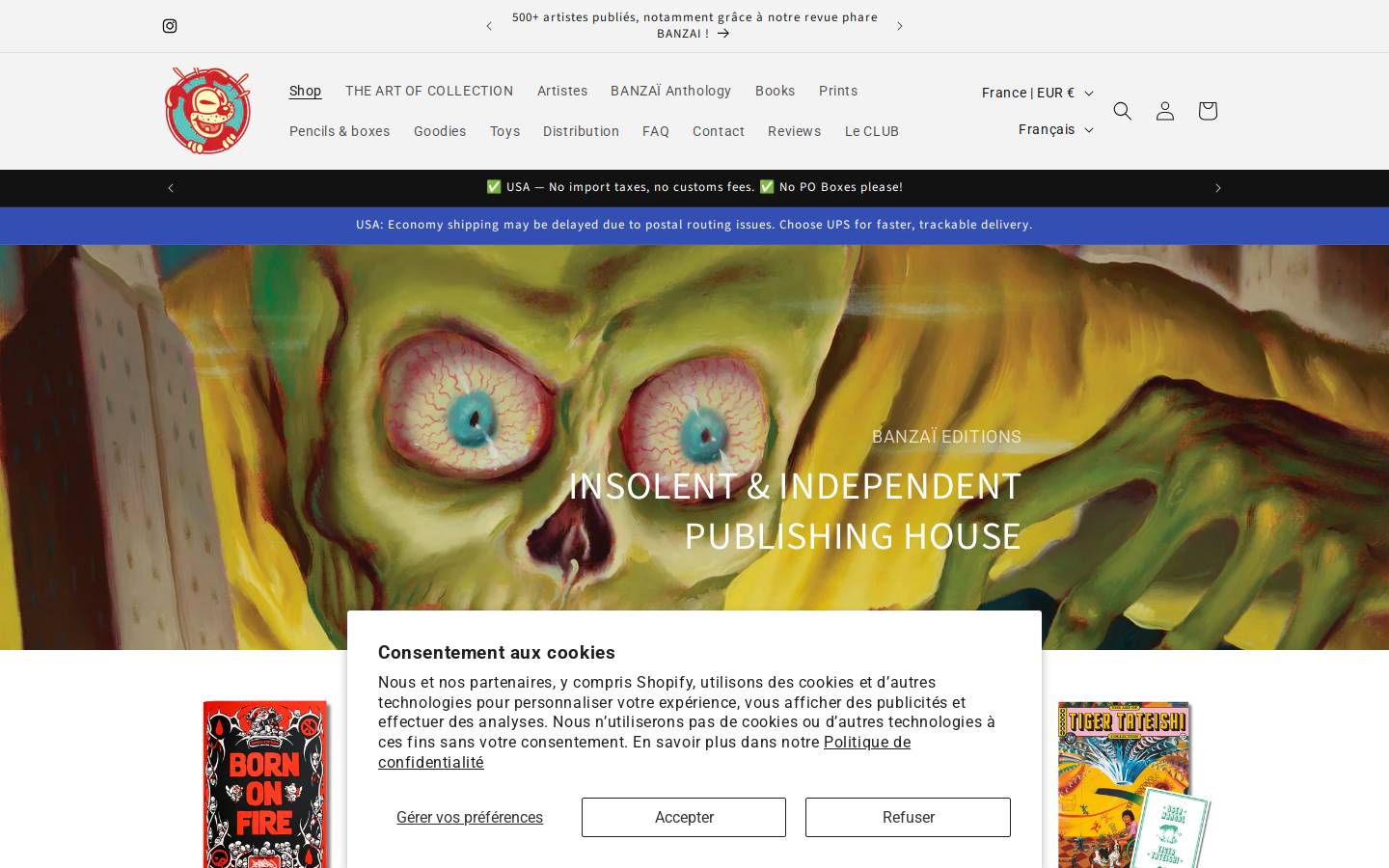 Banzaï Editions homepage screenshot