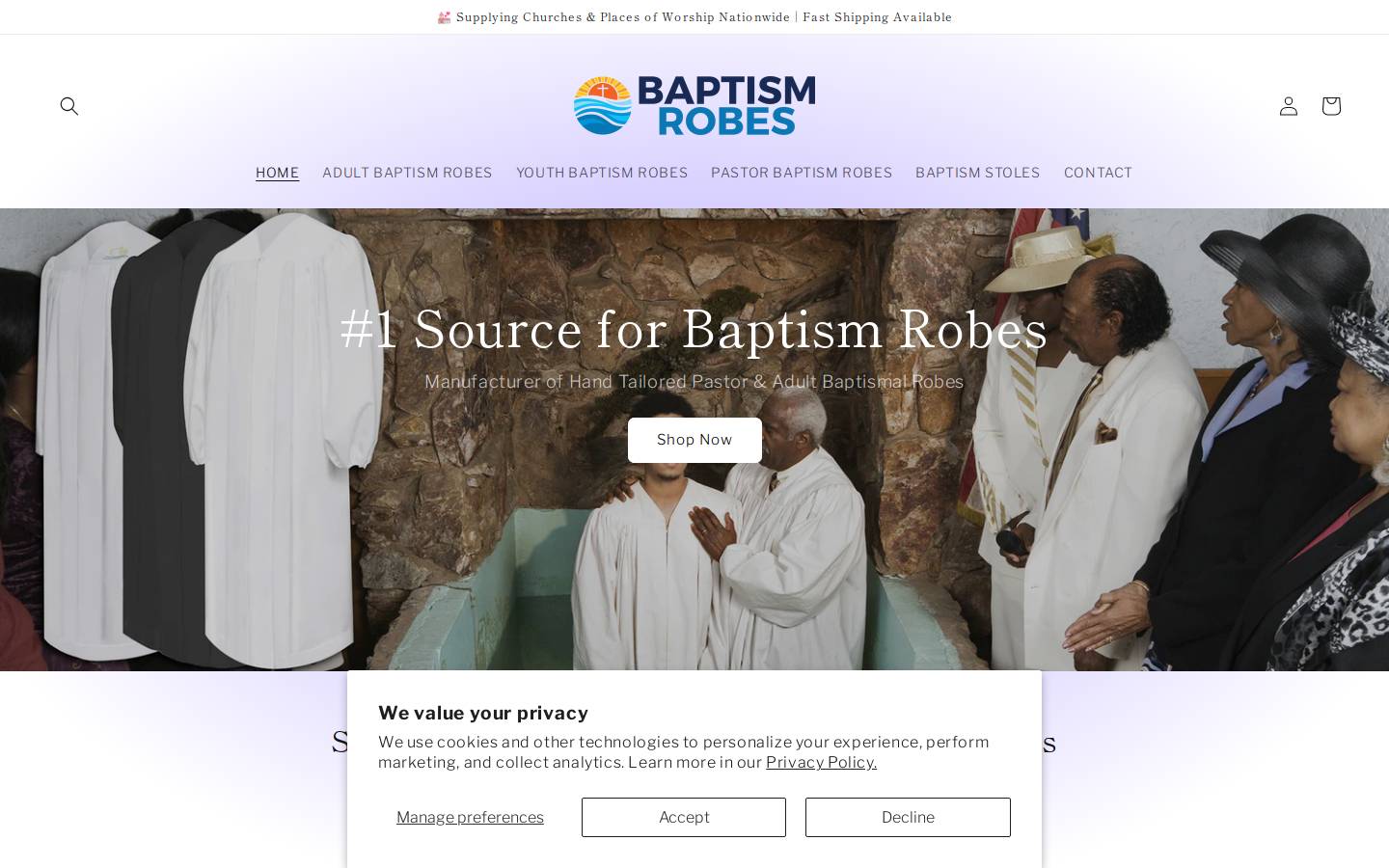 baptismrobes.com homepage screenshot
