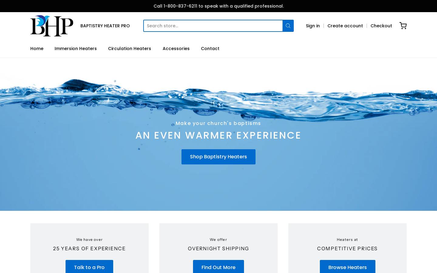 baptistryheatersonline.com homepage screenshot