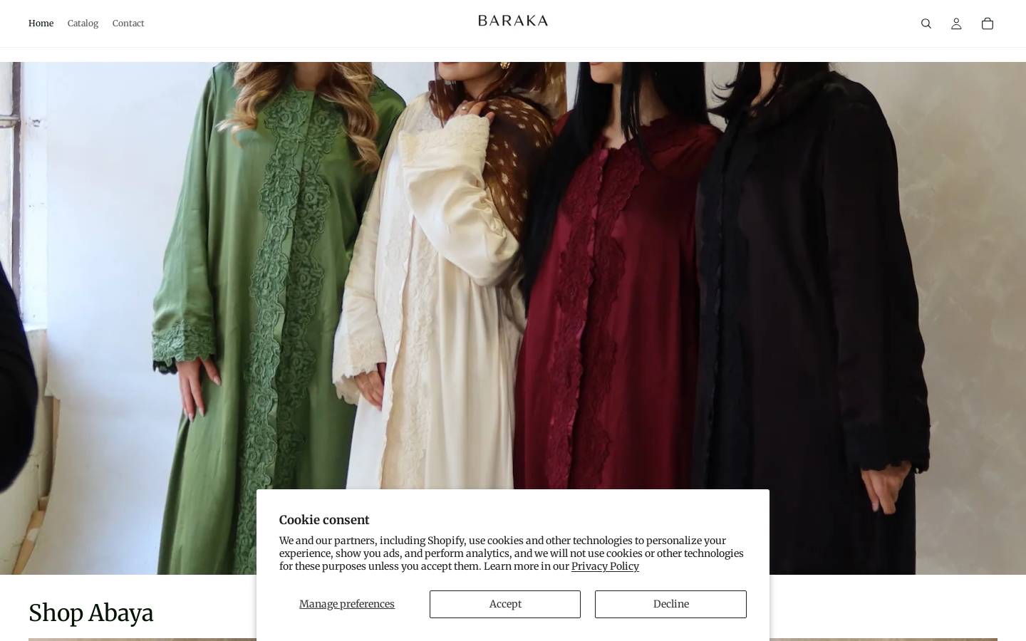 barakaclothing.com homepage screenshot