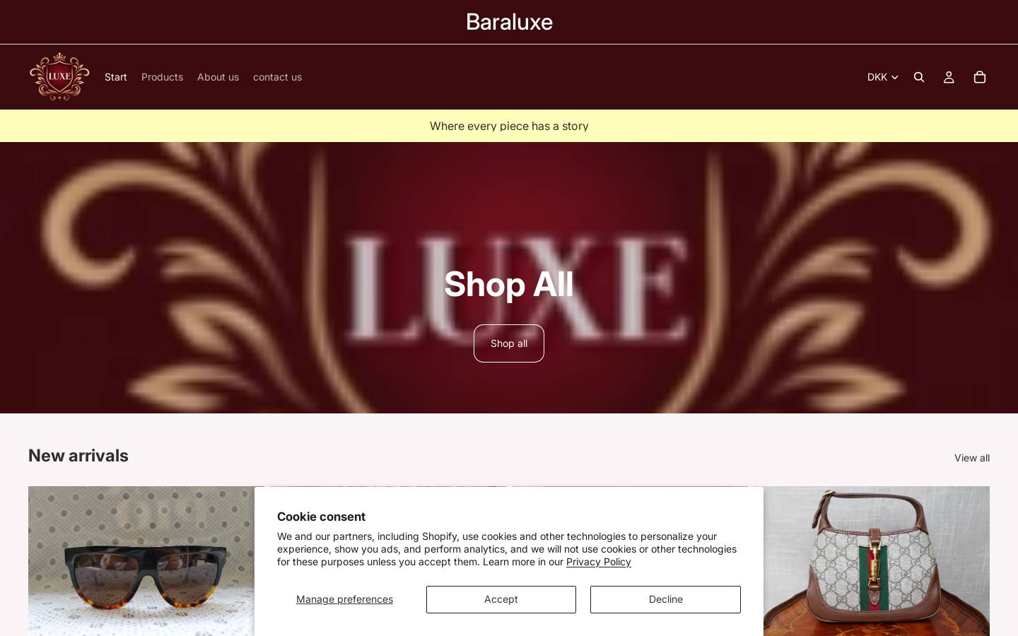 baraluxe.com homepage screenshot