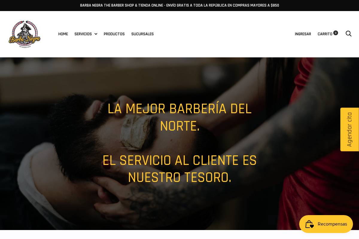 barbanegra.mx homepage screenshot