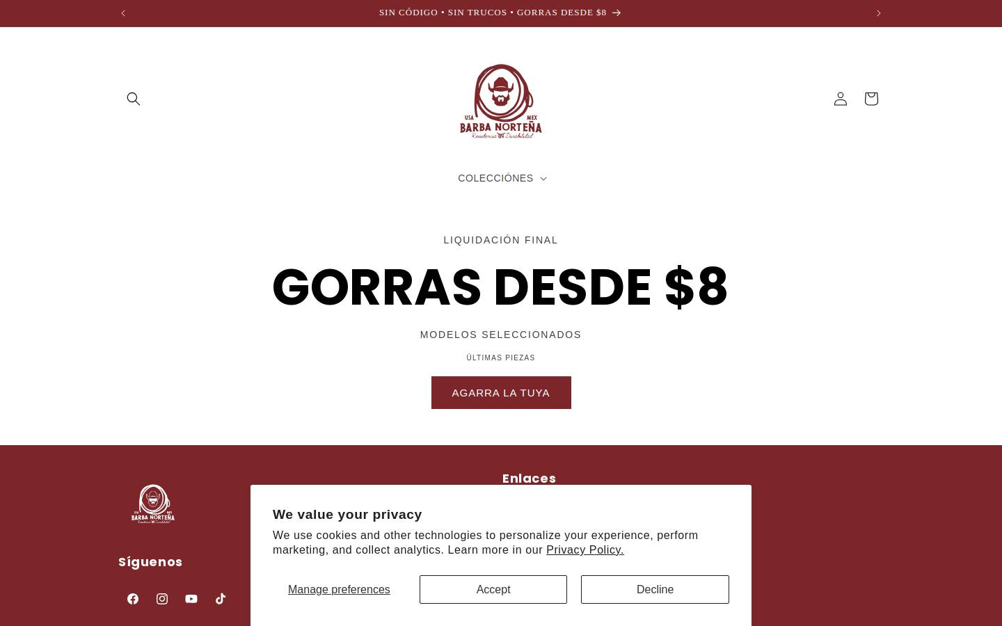 barbanortena.com homepage screenshot