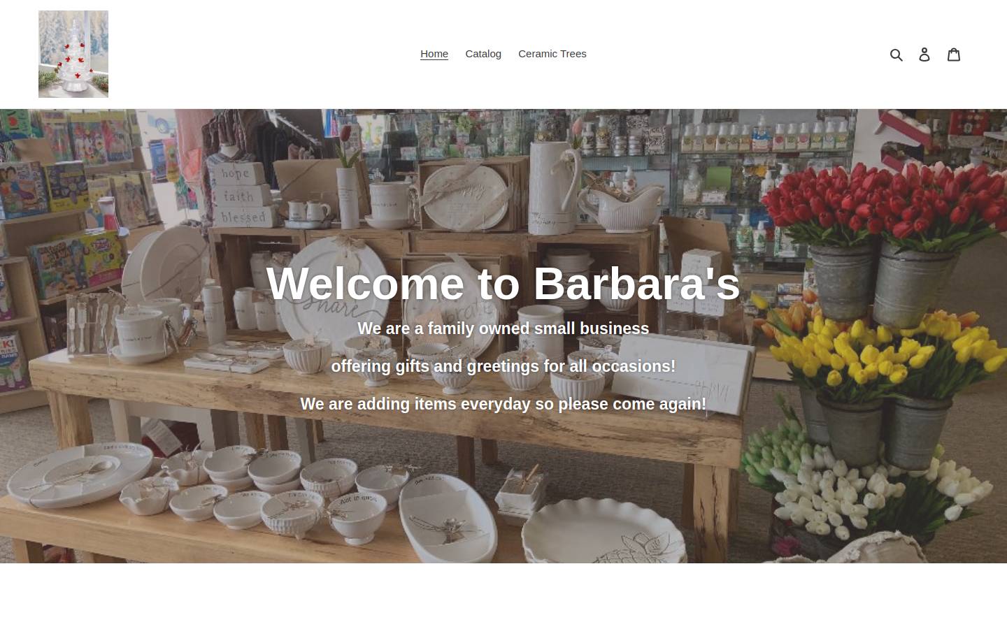 barbarascardsandgifts.com homepage screenshot