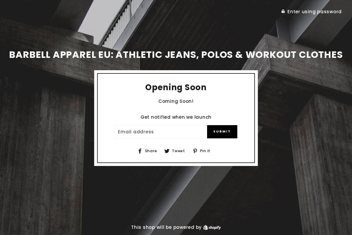 Barbell Apparel homepage screenshot