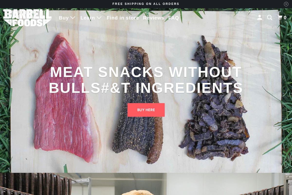 BARBELL FOODS homepage screenshot