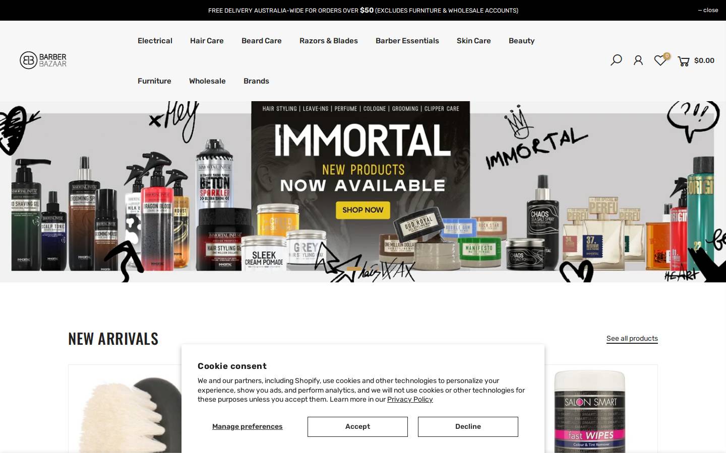 Barberbazaar homepage screenshot