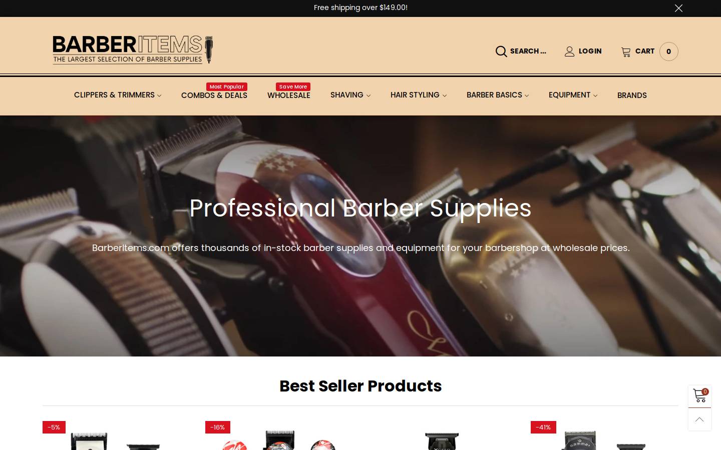 barberitems.com homepage screenshot