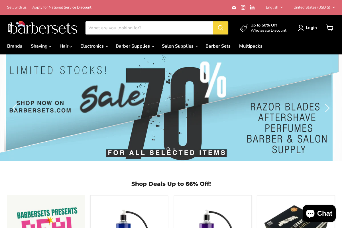 BarberSets homepage screenshot