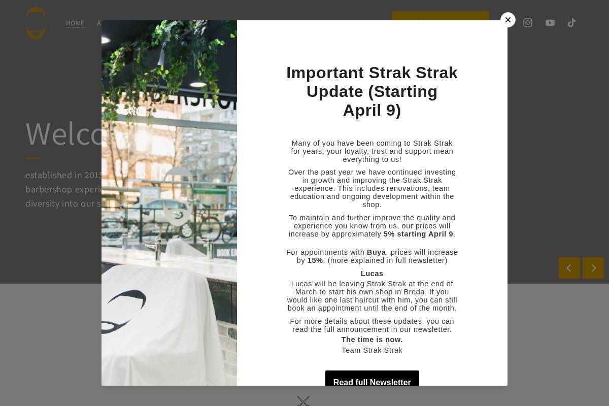 barbershopstrakstrak.nl homepage screenshot