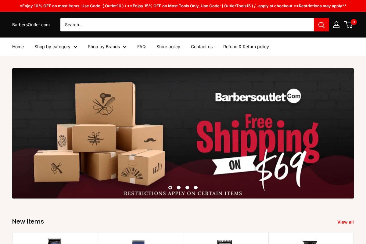 barbersoutlet.com homepage screenshot