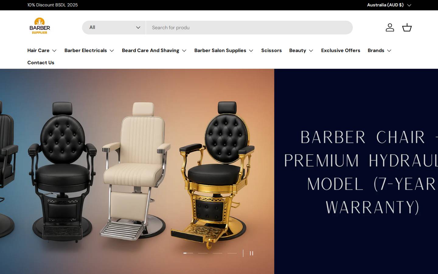barbersupplier.com.au homepage screenshot