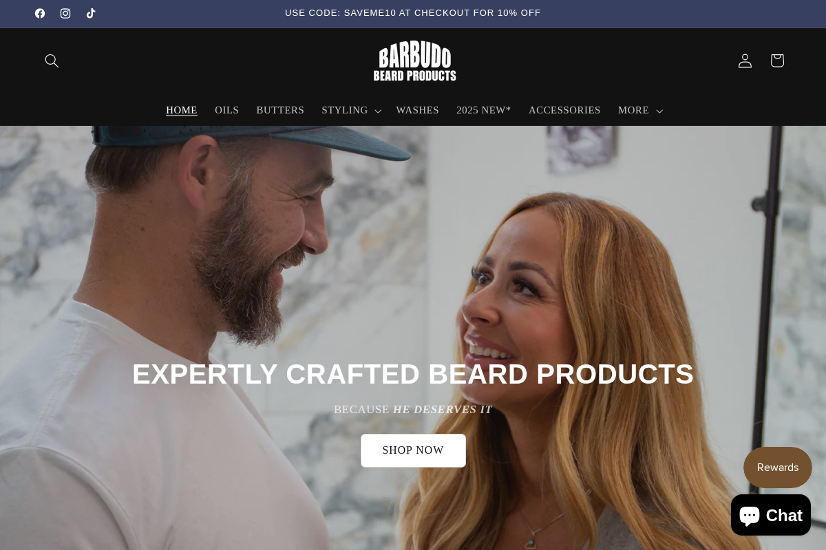 Barbudo Beard Products homepage screenshot