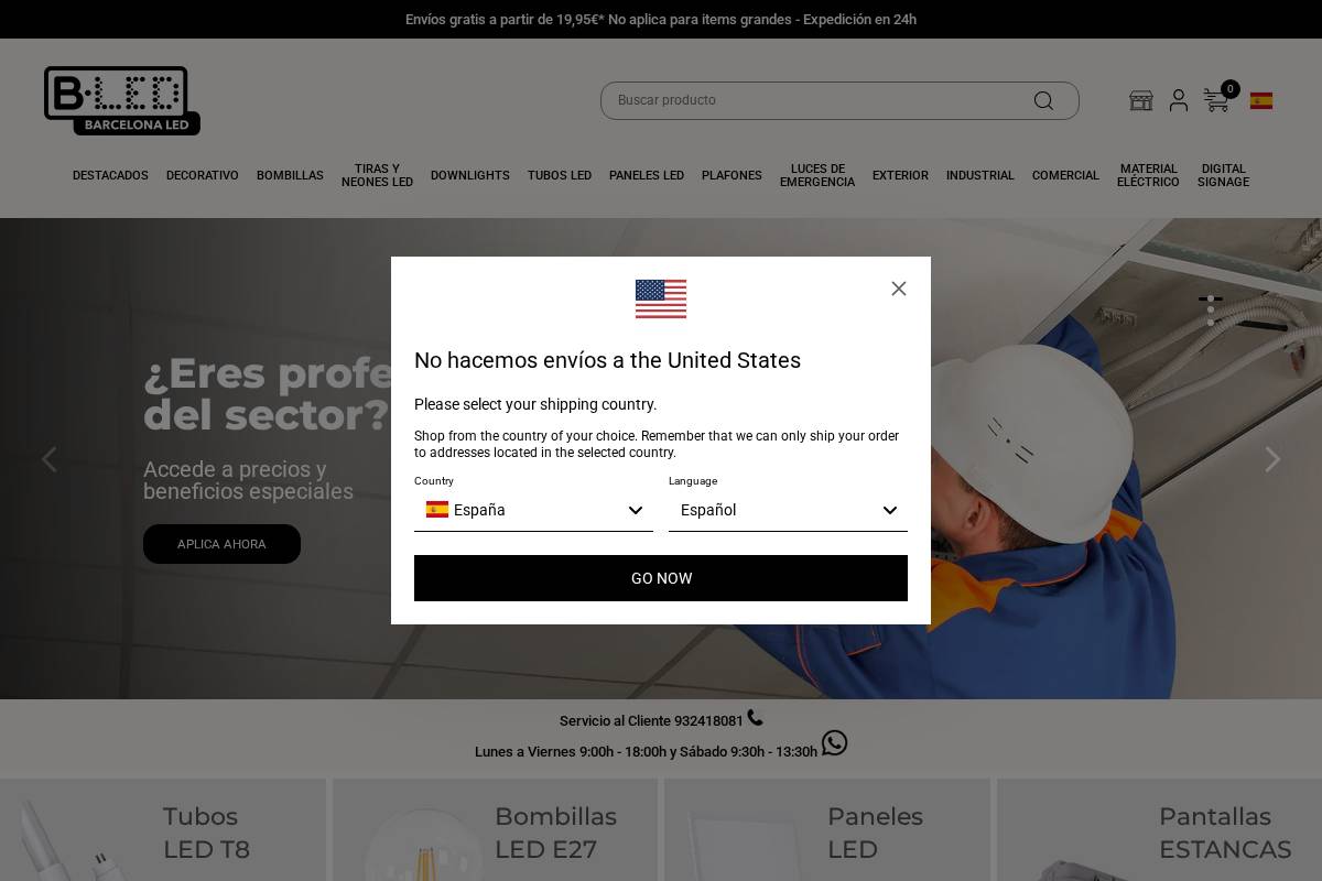 Barcelonaled homepage screenshot