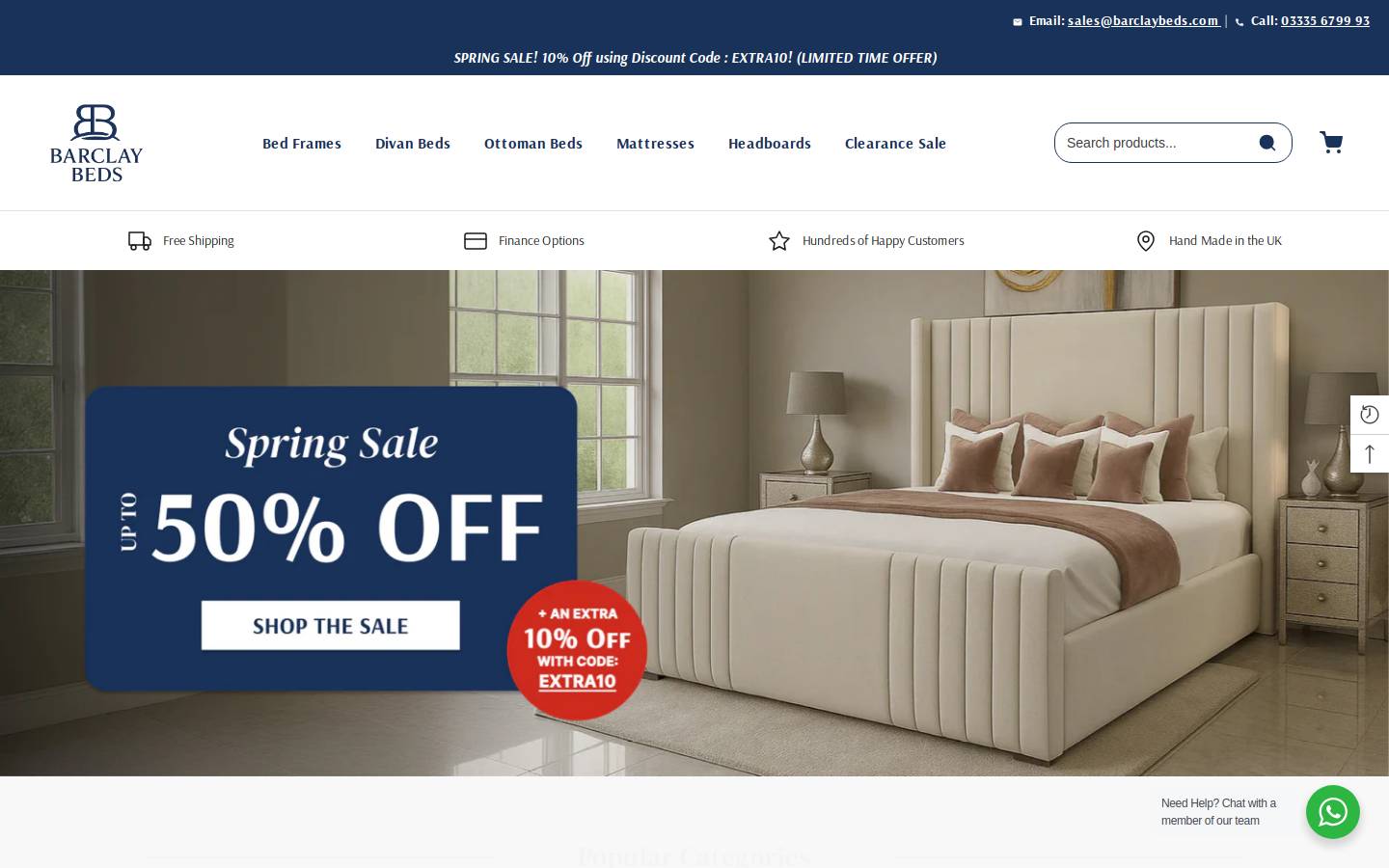 Barclay Beds homepage screenshot