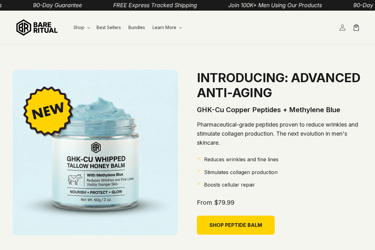 bare-ritual.com homepage screenshot