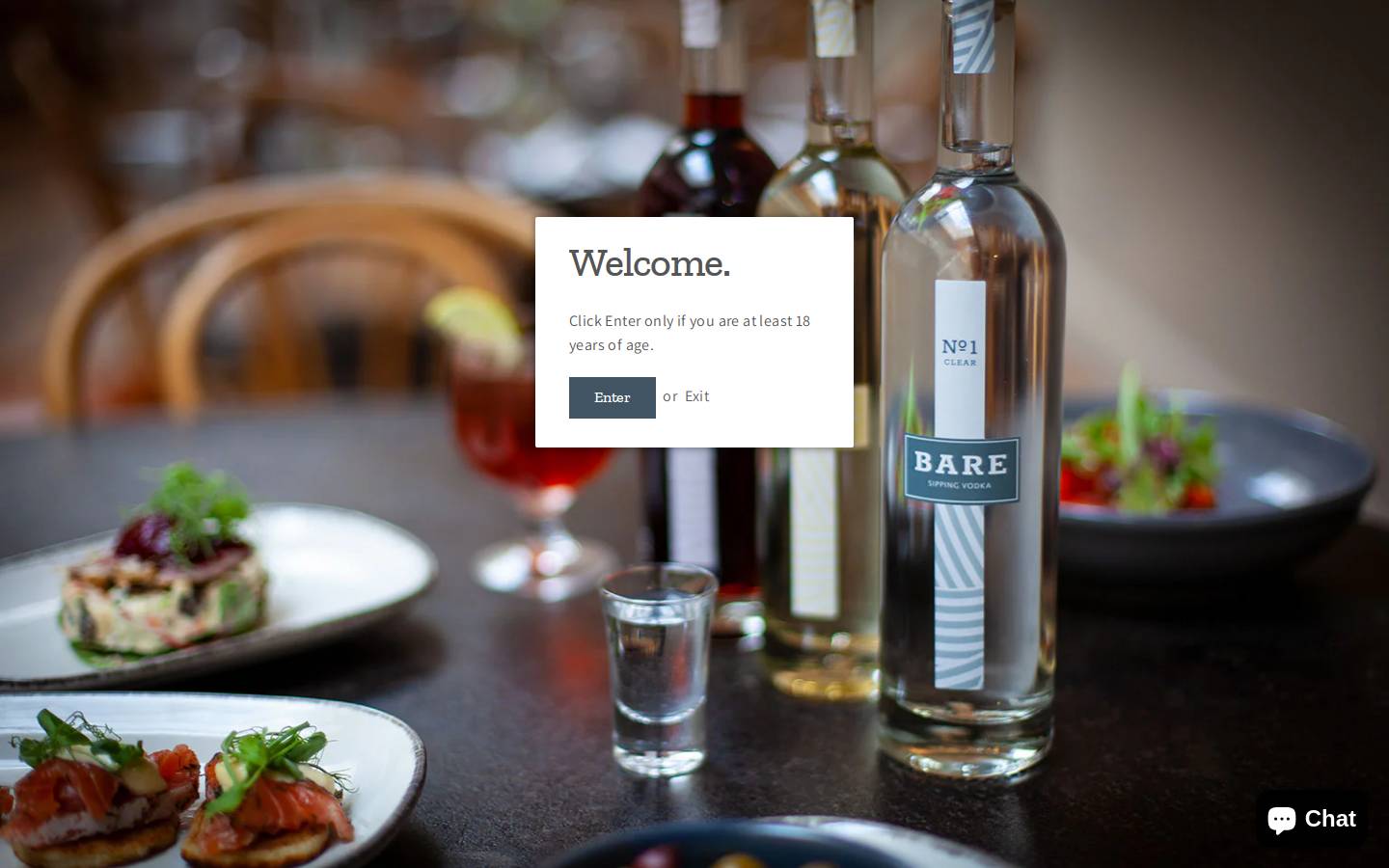 Bare Vodka homepage screenshot