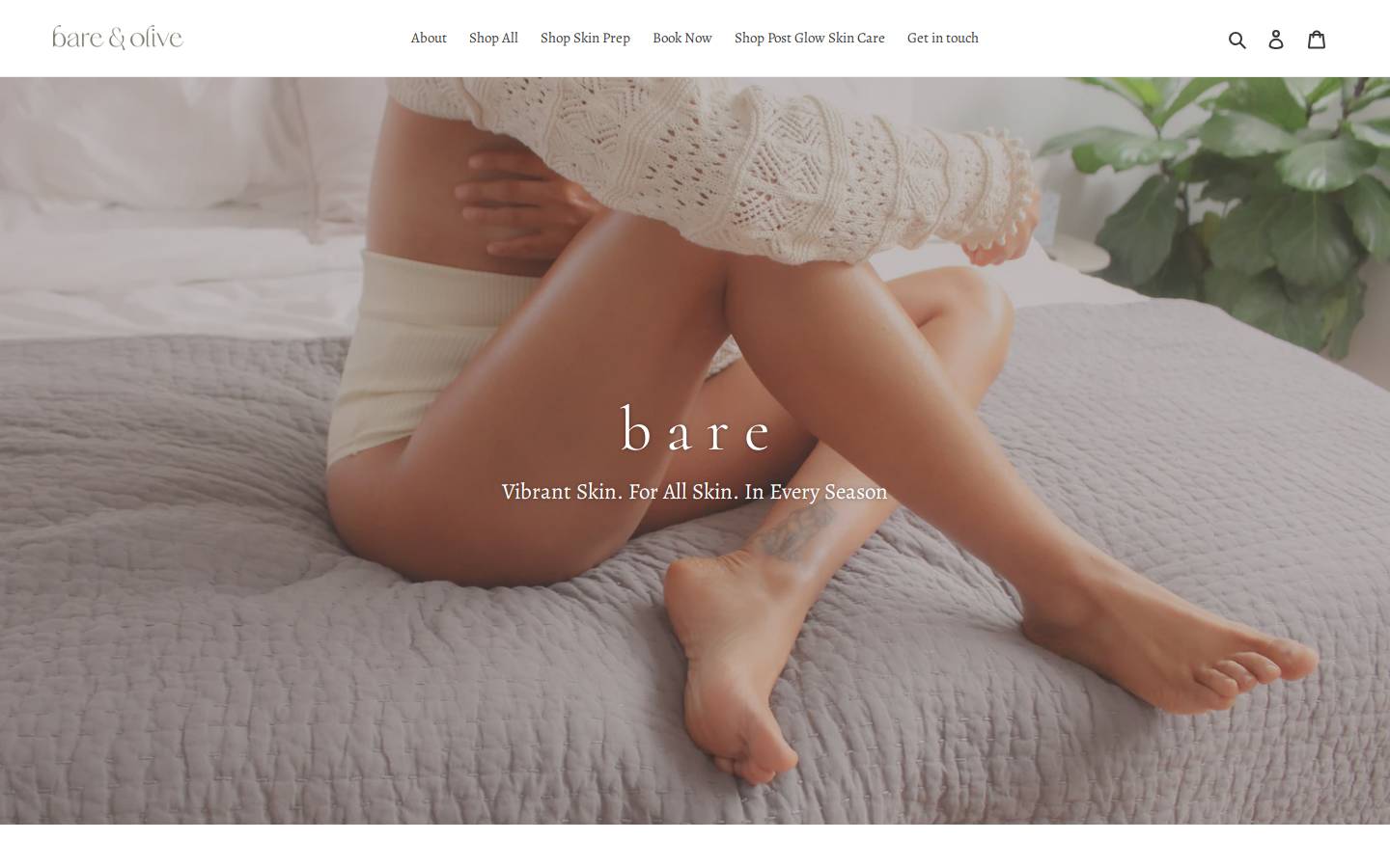 bareandolive.com homepage screenshot