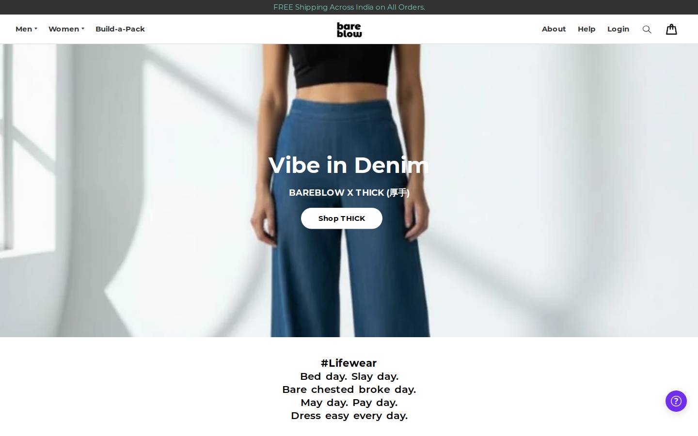 bareblow.com homepage screenshot