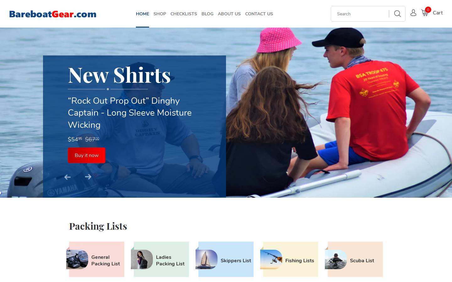 bareboatgear.com homepage screenshot