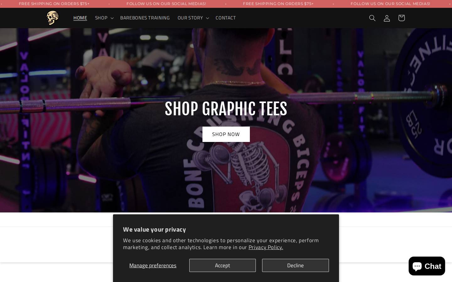 barebonesathletics.com homepage screenshot